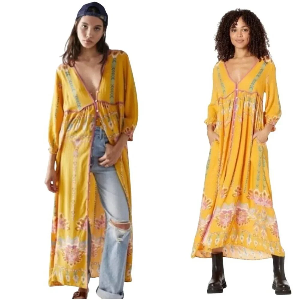 Free People Foley Dress Daylight Combo Dress And Under Dress Bohemian Size M